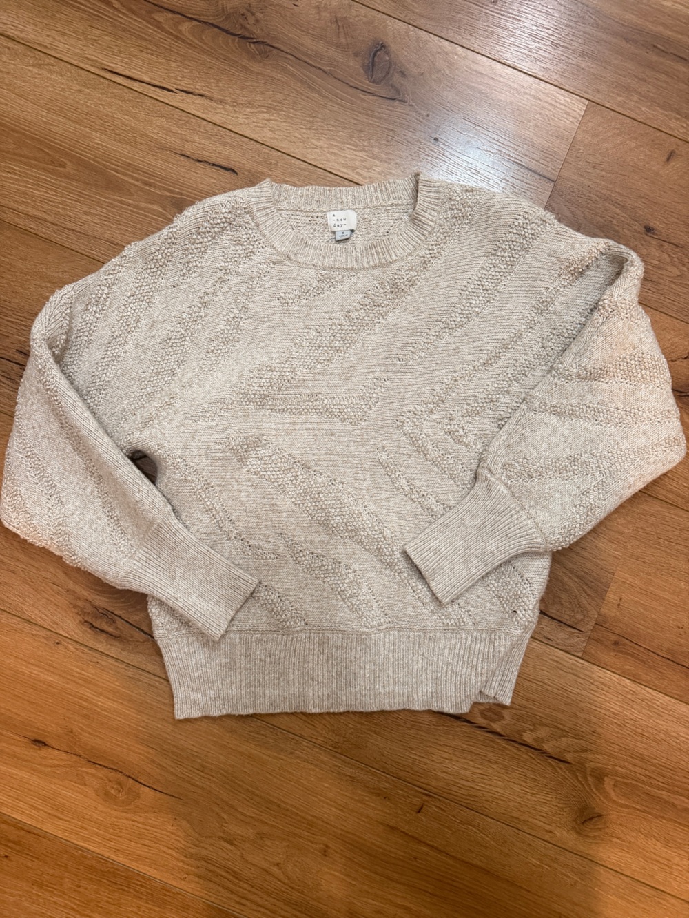 a new day Cream Crewneck Textured Knit Sweater